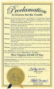 2015 West Virginia GEAR UP Day Proclamation