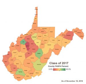 Class of 2017 FAFSA Completion Rates by WV County