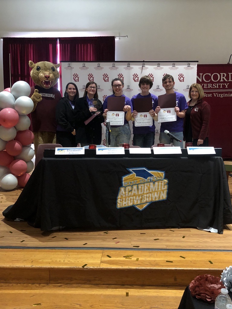 James Monroe High School Team 1 won first place in the Concord University regional of the 2023 Academic Showdown. 