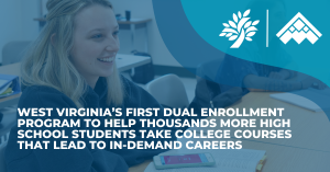 West Virginia’s first dual enrollment program to help thousands more high school students take college courses that lead to in-demand careers